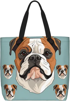 Tote Bag for Women Grocery Bag Reusable Shopping Bag Fall Foliage Pug Dog Handbag Foldable Shoulder Bag