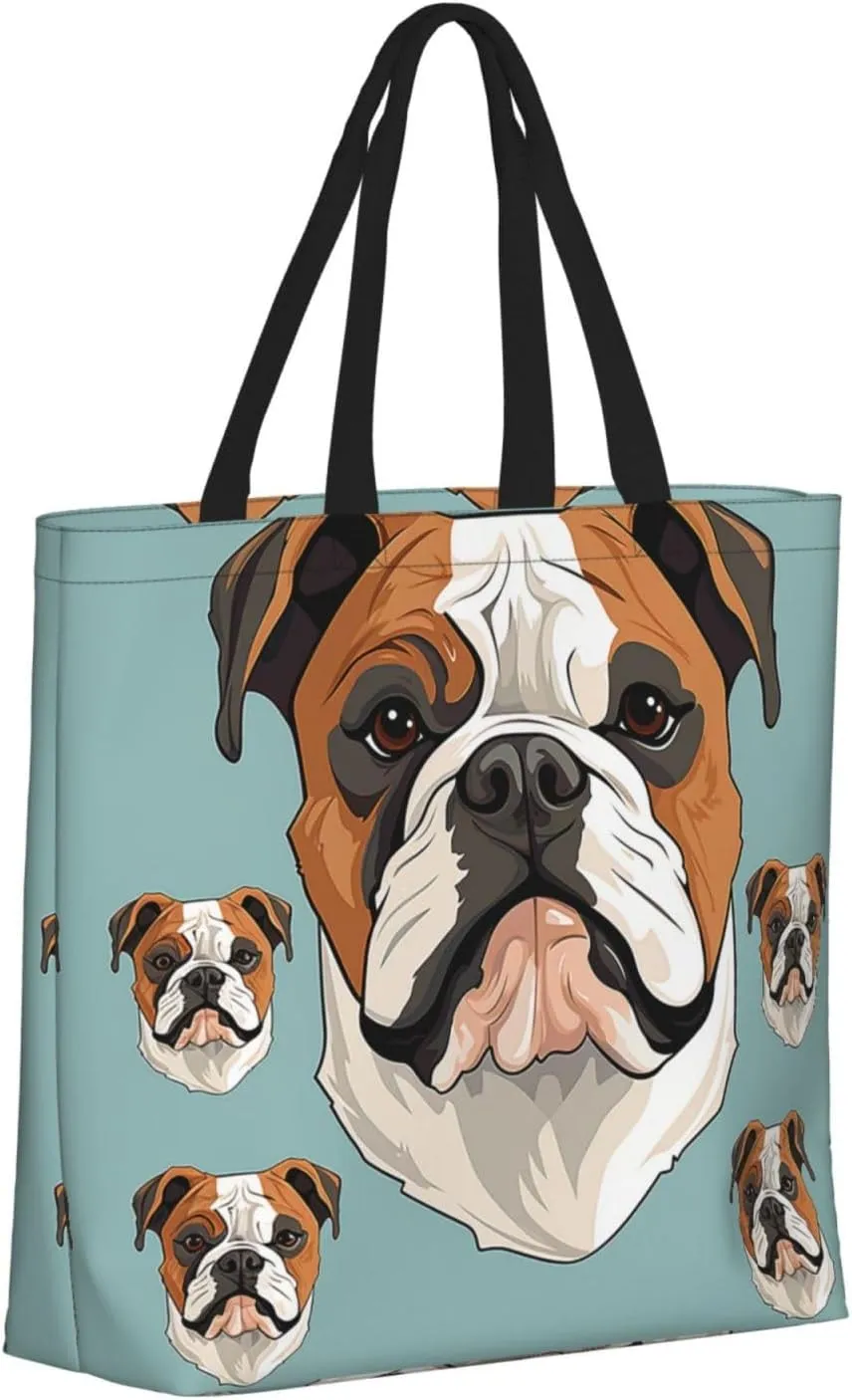 Tote Bag for Women Grocery Bag Reusable Shopping Bag Fall Foliage Pug Dog Handbag Foldable Shoulder Bag