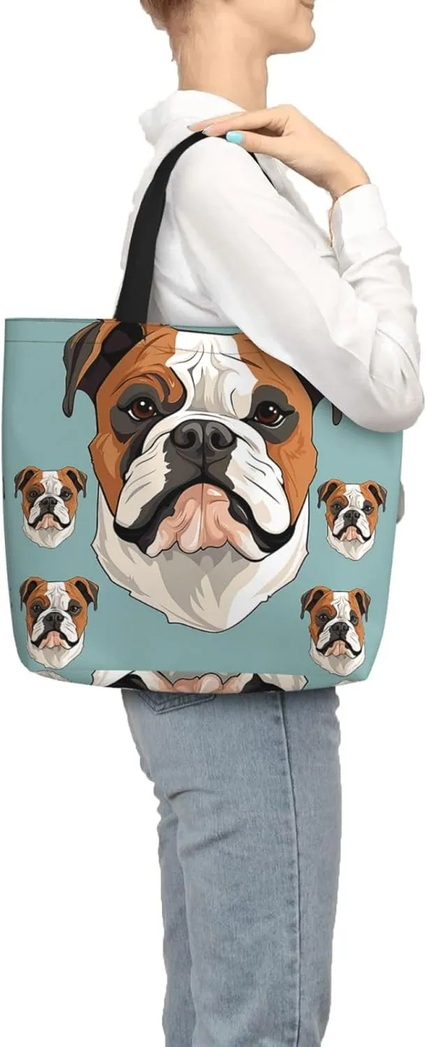 Tote Bag for Women Grocery Bag Reusable Shopping Bag Fall Foliage Pug Dog Handbag Foldable Shoulder Bag