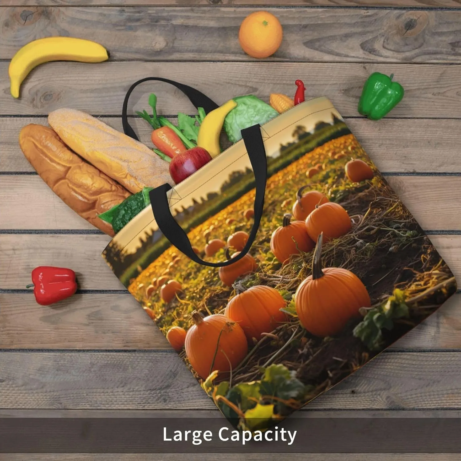 Tote Bag for Women Grocery Bag Reusable Shopping Bag Rainbow Flower Sea Handbag Foldable Shoulder Bag