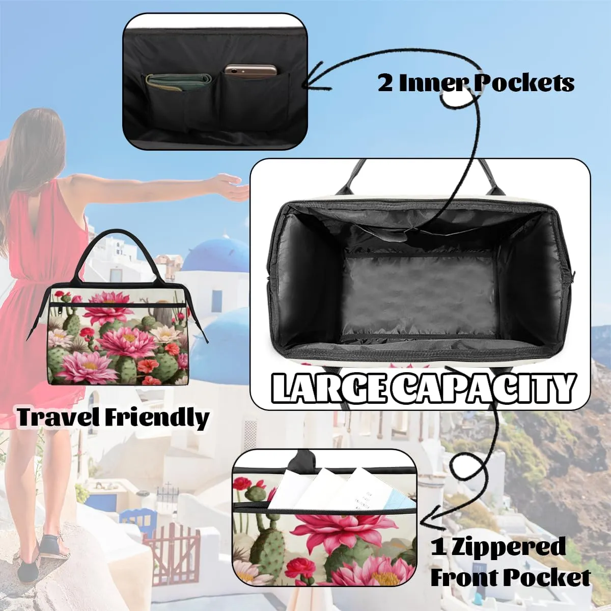 Tote Bag for Women, Lightweight Tote Bag with Zipper, Large Shoulder Bag Handbag for Travel, Work