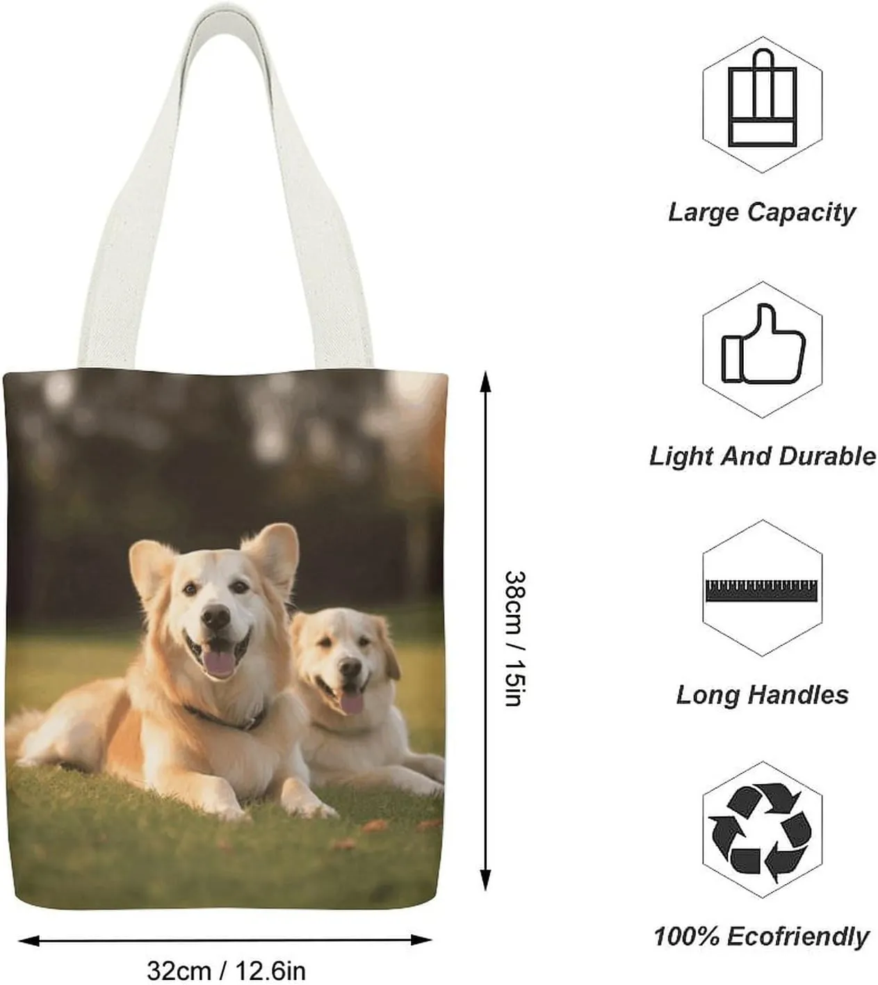 Tote Bag Reusable Cartoon Ladybug Flower Grocery Bag Canvas Shopping Bag with Inner Pocket for Women