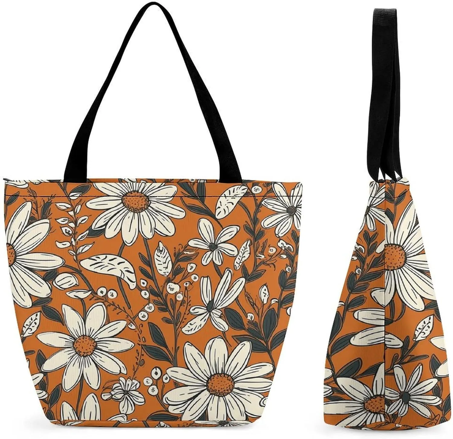Tote Bag Reusable Grocery Bag Foldable Shopping Bag Extra Large Shoulder Bag Man with Many Fish Tote Bag for Travel