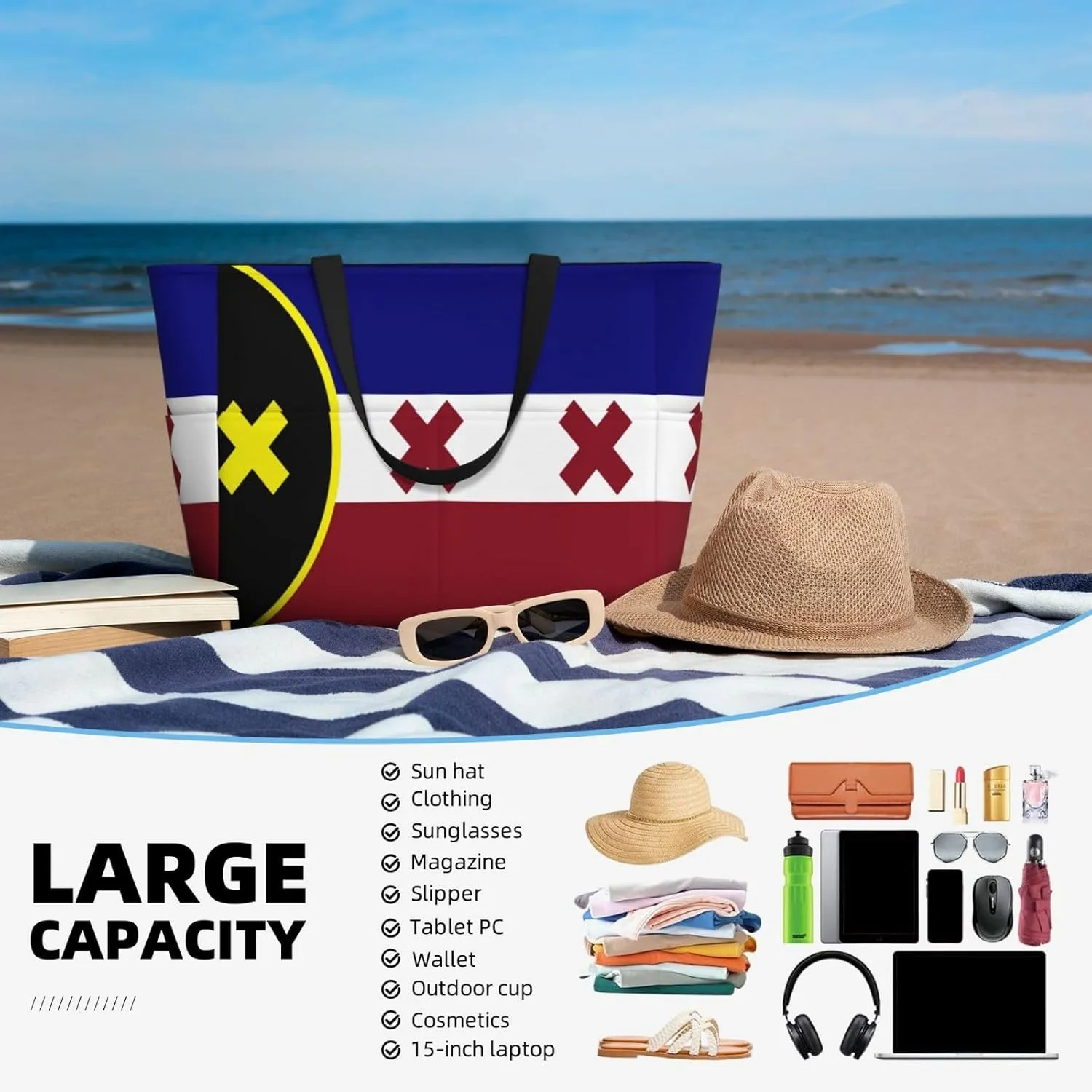 Tote Bag With 8 Storage Pockets Top Zip Shoulder Bag Handbag For Travel Work Women