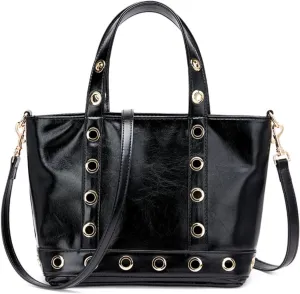 Tote Bag Women Office Handbag Shoulder PU Leateher Large Capacity Trendy Chic Studded with Detachable Strap