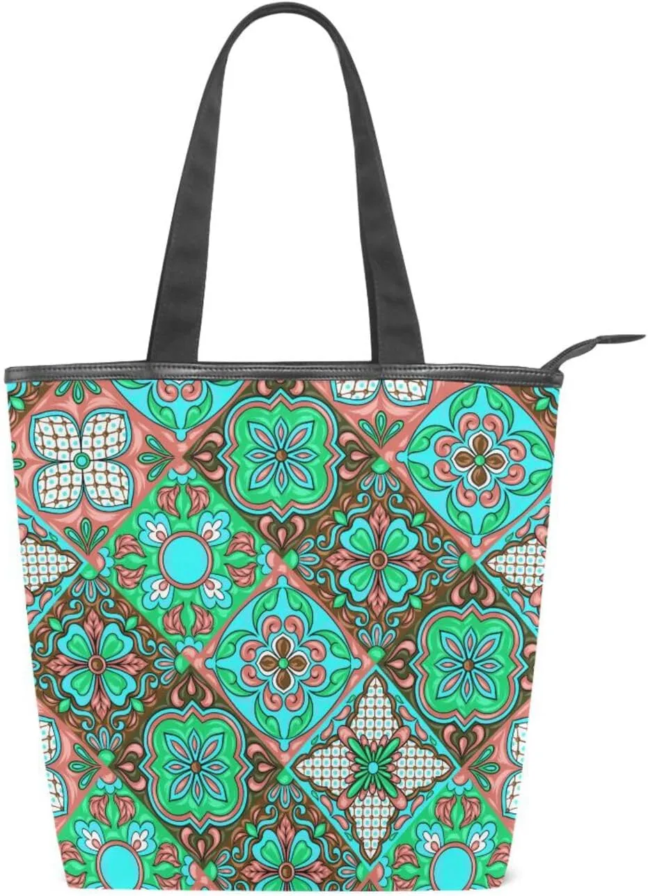 Tote Bags for Women Canvas Tote Purse Shoulder Bags with Pockets Top Handle Shoulder Handbags Tote Bag Pattren 1