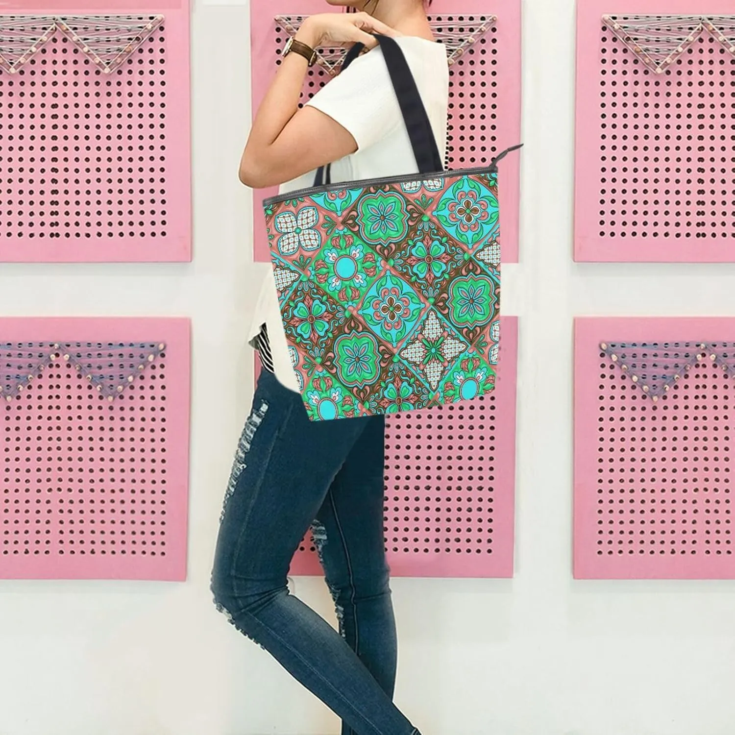 Tote Bags for Women Canvas Tote Purse Shoulder Bags with Pockets Top Handle Shoulder Handbags Tote Bag Pattren 1