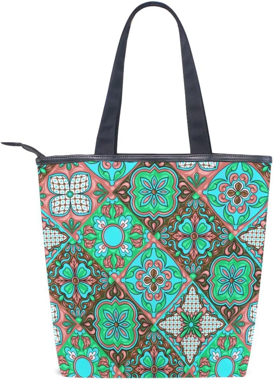 Tote Bags for Women Canvas Tote Purse Shoulder Bags with Pockets Top Handle Shoulder Handbags Tote Bag Pattren 1