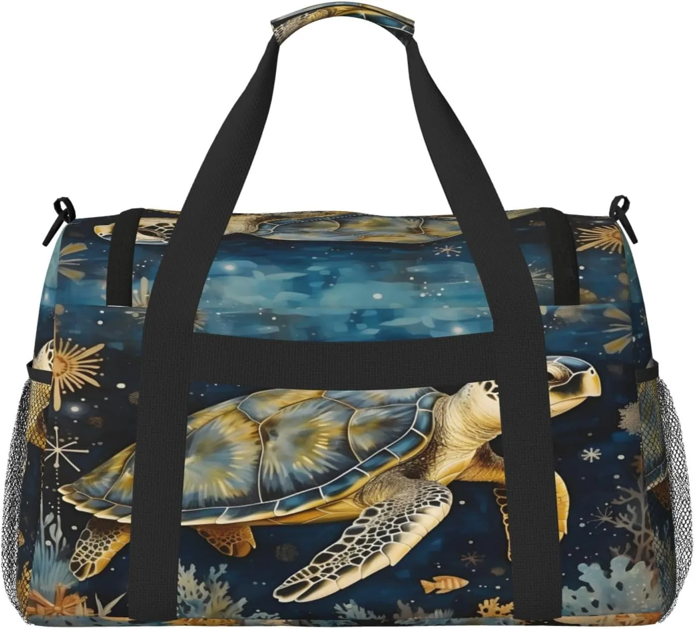 Travel Duffel Bag For Men Women, Underwater Sea Turtle Carry On Sport Gym Bag With Shoulder Strap Lightweight Waterproof Weekender Bag Overnight Bag