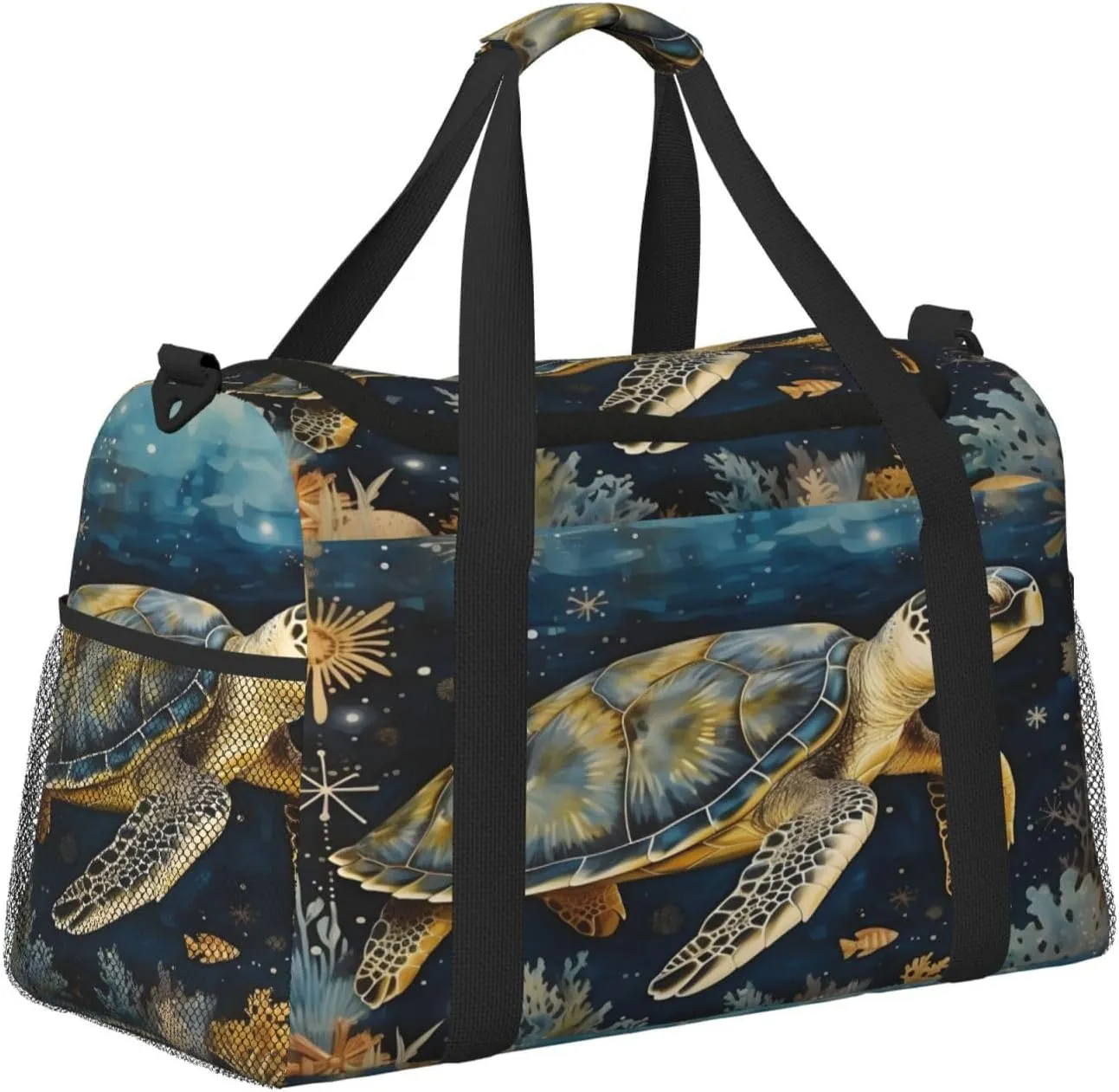 Travel Duffel Bag For Men Women, Underwater Sea Turtle Carry On Sport Gym Bag With Shoulder Strap Lightweight Waterproof Weekender Bag Overnight Bag