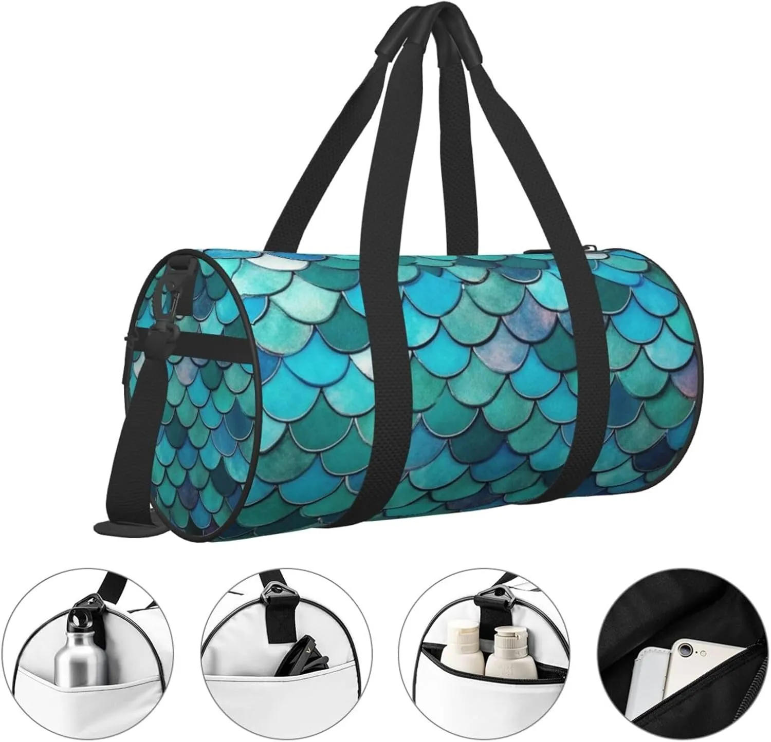 Travel Duffel Bag Mermaid Weekender Overnight Bag For Men Women Large Capacity Sports Gym Bag Canvas Carry On Tote Bags For Travel Yoga