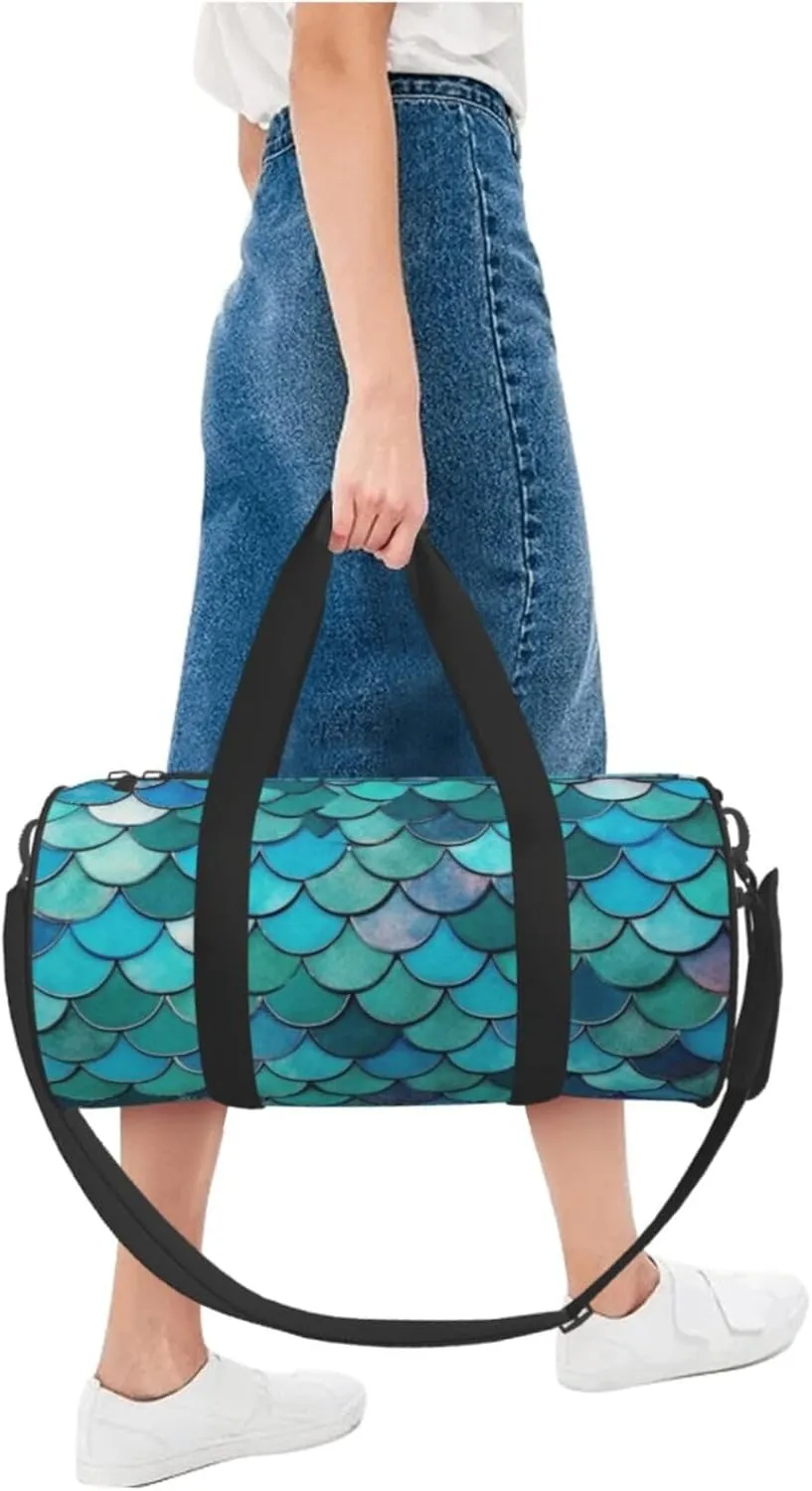 Travel Duffel Bag Mermaid Weekender Overnight Bag For Men Women Large Capacity Sports Gym Bag Canvas Carry On Tote Bags For Travel Yoga