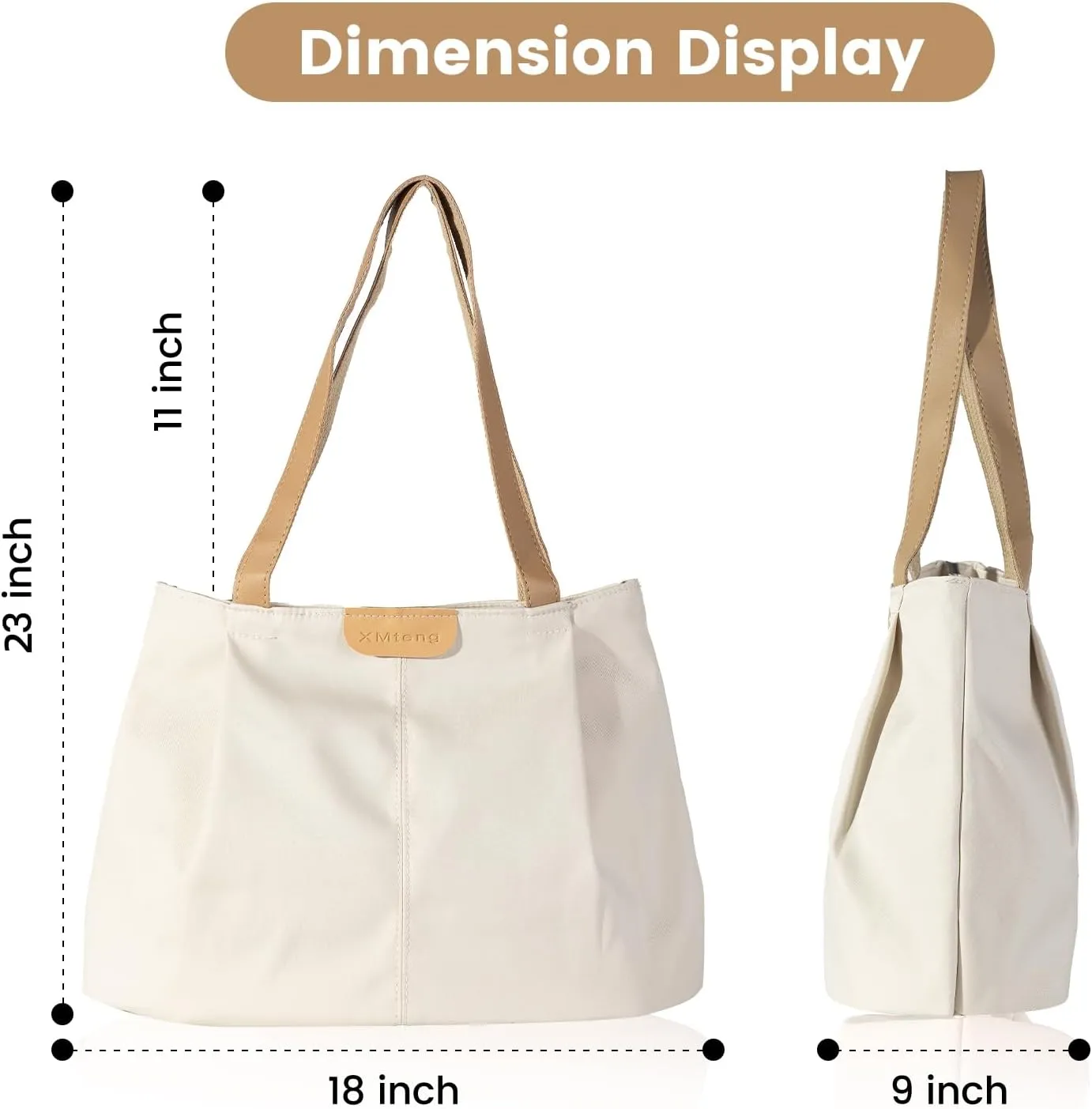 Travel Tote Bag for Women with Zipper， Waterproof Tote Bag for Gym, Shoulder Bag Handbag for Work，Tote Bag for Books