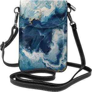 Trendy mini WITHIN THE TIDES print crossbody cell phone bag for women,everyday use and travel handbag