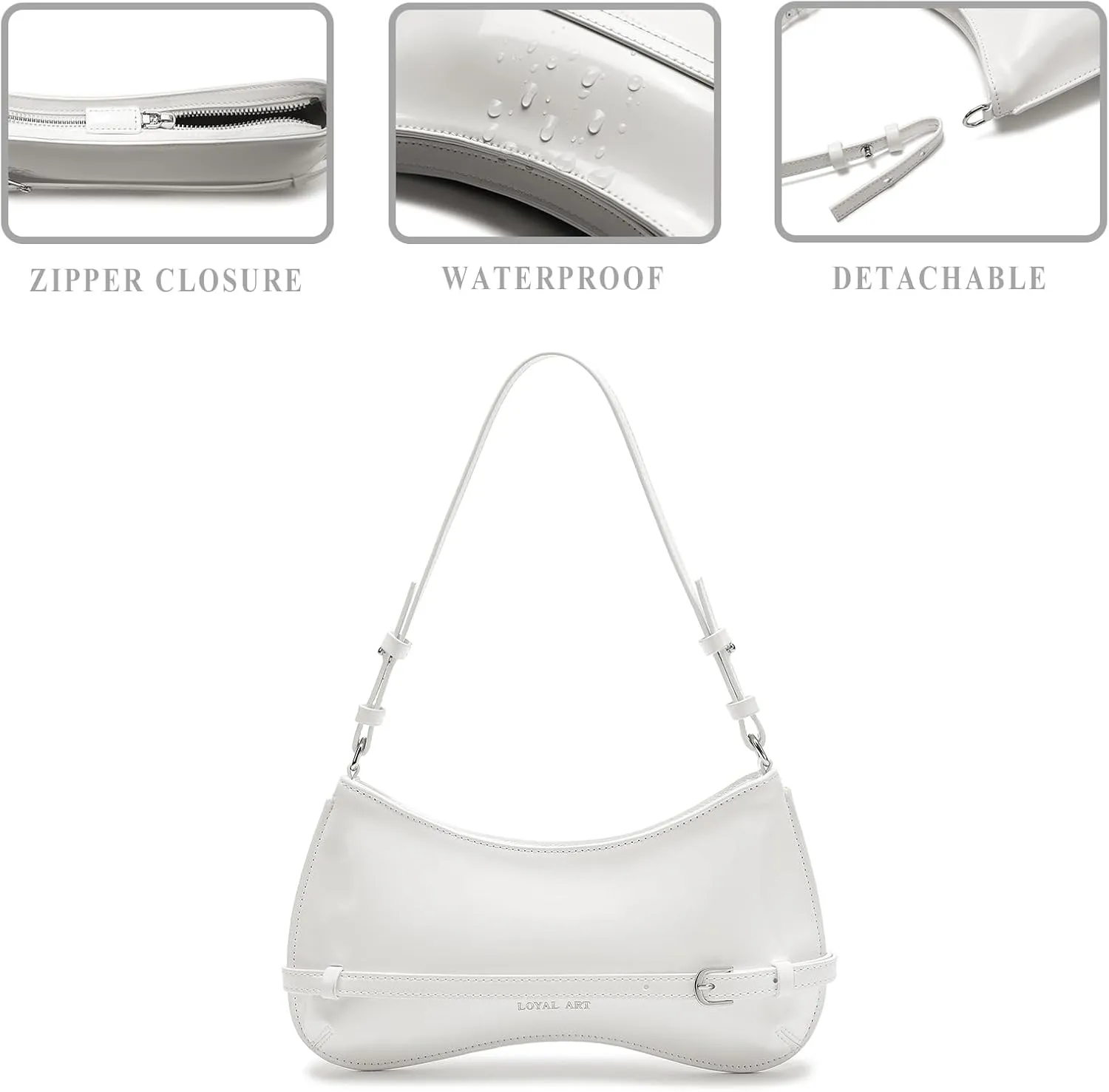 Trendy Shoulder Bag for Women, Small Under the Arm Purse Patent Leather Womens Purses and Handbags with Zipper Closure