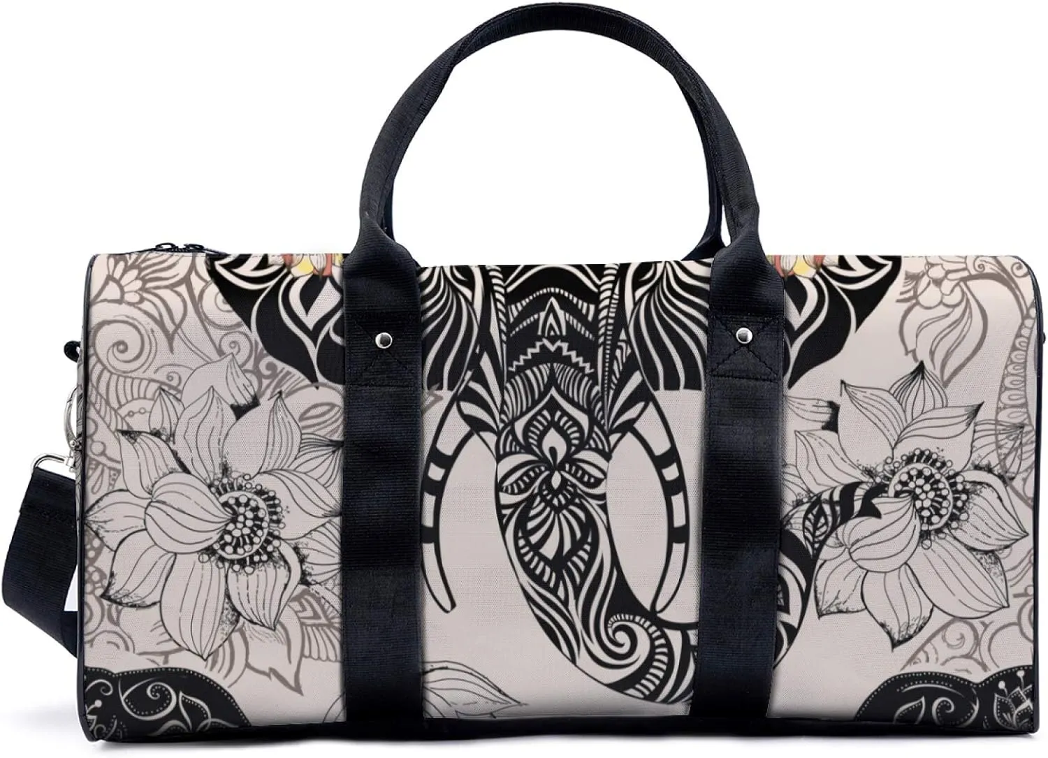 Tribal Animals Elephant Duffel Bag Travel Yoga Camping Gym Shoulder Bags Sports Handbag Lightweight canvas Tote Bag Holdall for Men Women