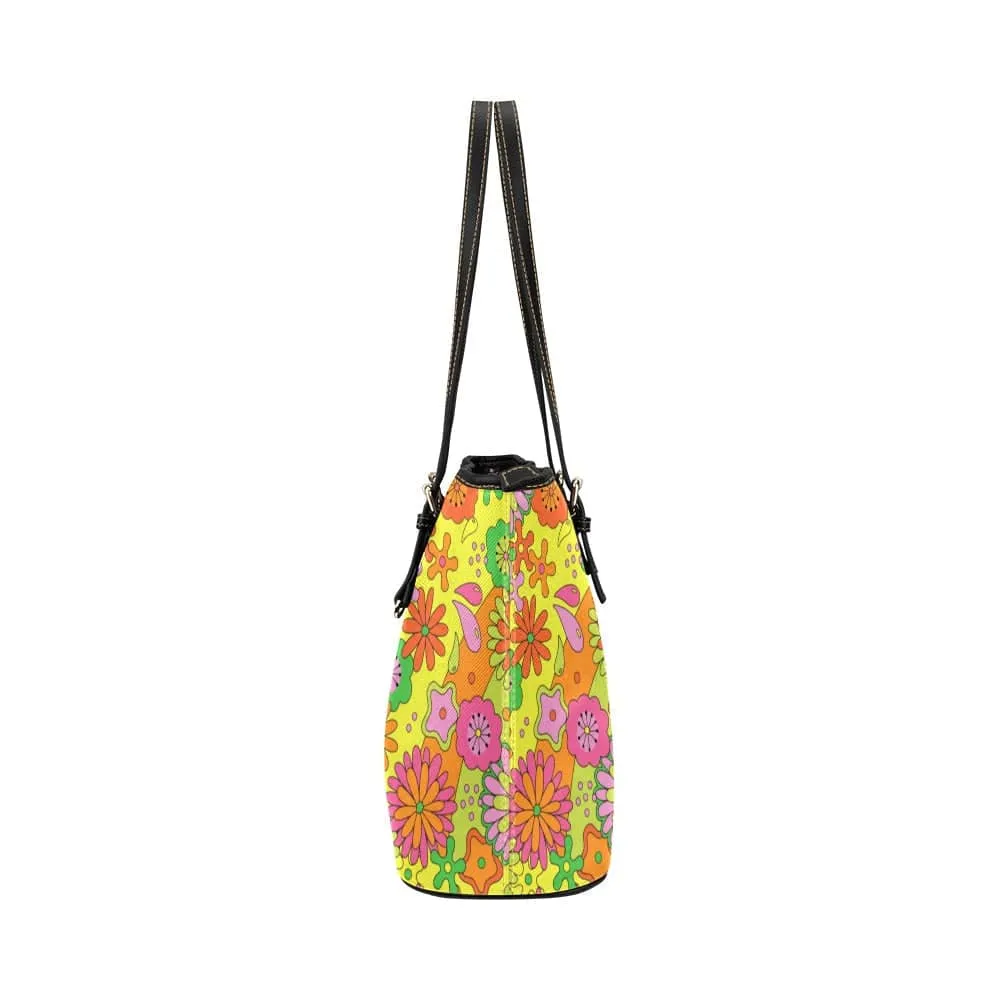 Trippy Flowers | Leather Tote Bag