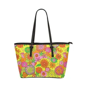 Trippy Flowers | Leather Tote Bag