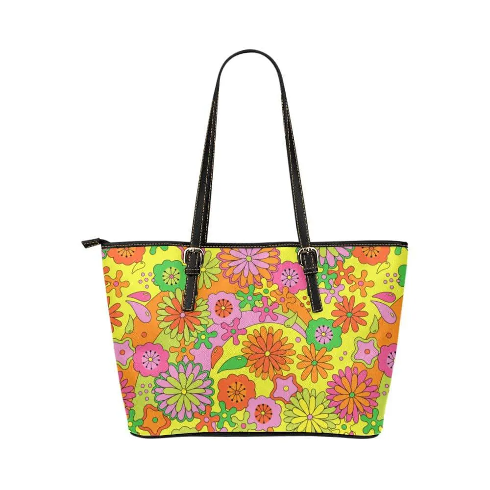 Trippy Flowers | Leather Tote Bag