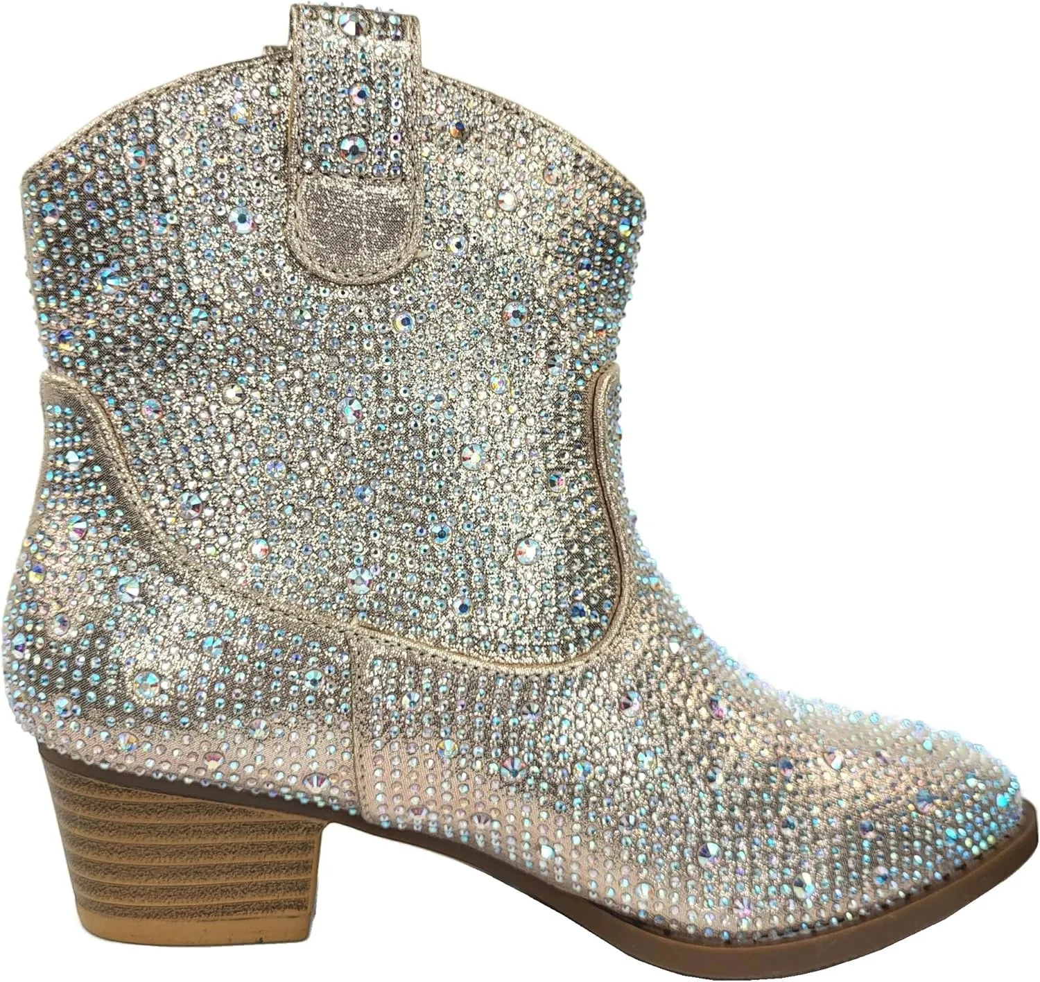 TruFox Girls Cowgirl Cowboy Rhinestone Boots Ankle Low Heel Dress Kids Booties