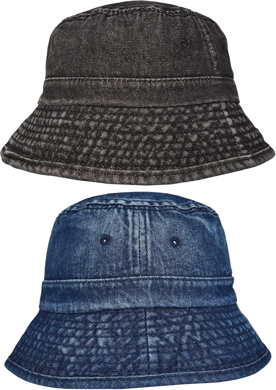 TSSGBL 2 Pack Cotton Denim Bucket Hats Vintage Washed Packable Summer Trendy Beach Travel Sun Caps for Women Men