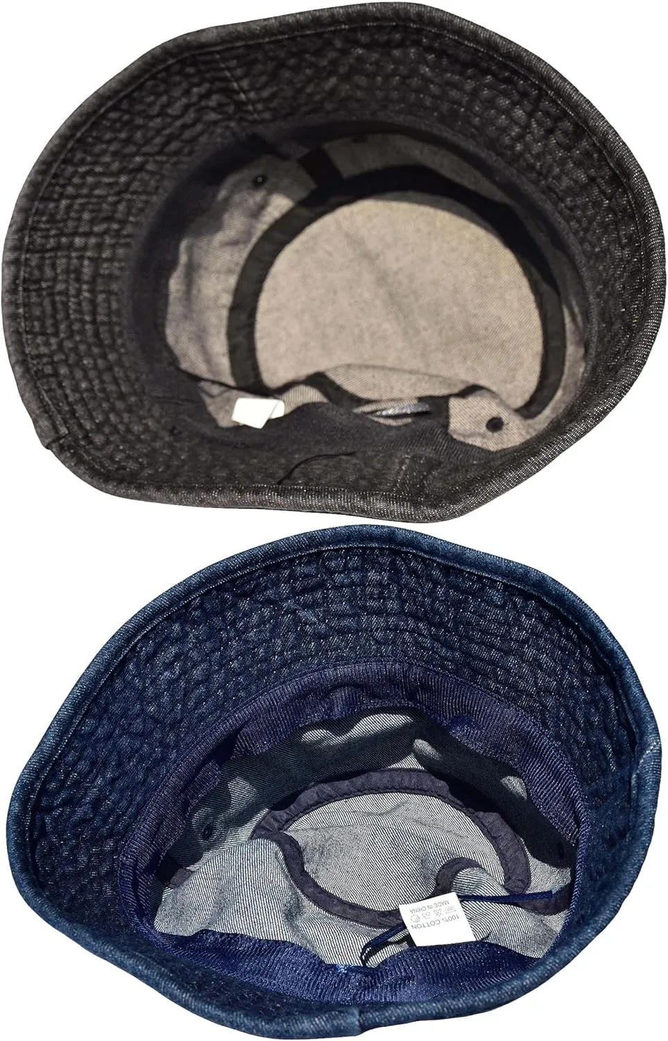 TSSGBL 2 Pack Cotton Denim Bucket Hats Vintage Washed Packable Summer Trendy Beach Travel Sun Caps for Women Men