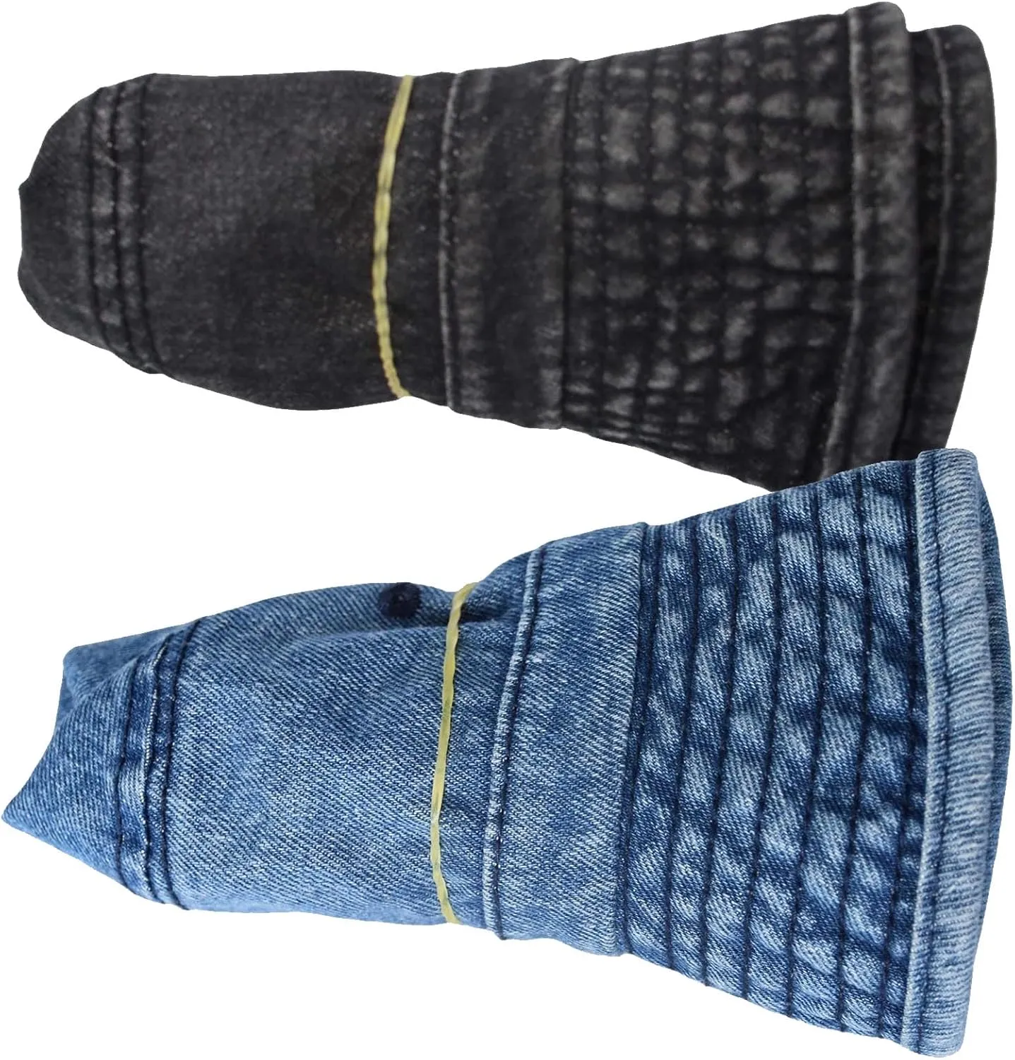 TSSGBL 2 Pack Cotton Denim Bucket Hats Vintage Washed Packable Summer Trendy Beach Travel Sun Caps for Women Men