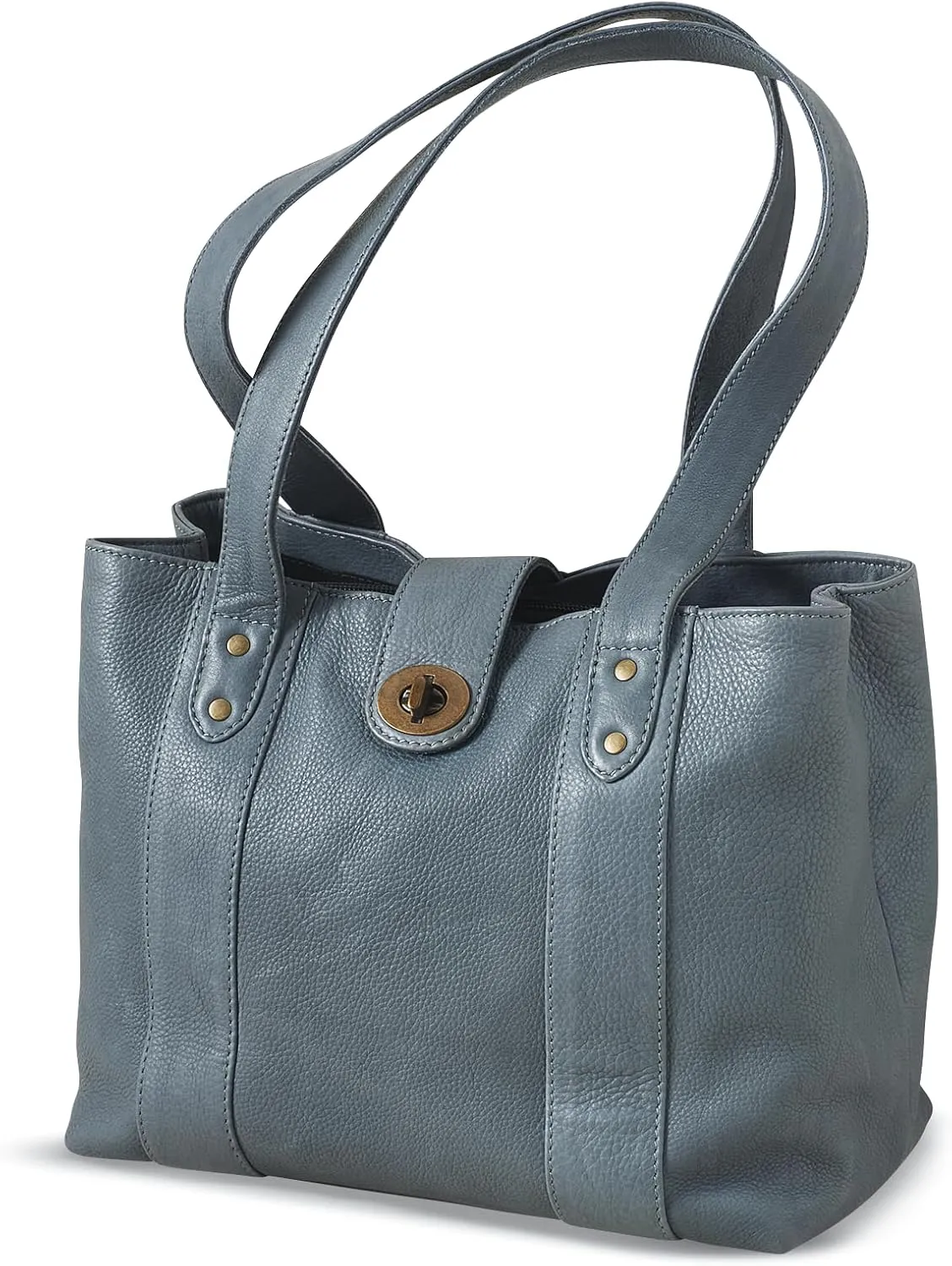 Twist Lock Leather Bag for Women, Ladies Shoulder Purse, Handbag with Multiple Pockets, Magnetic Snap Closure