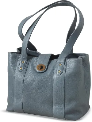 Twist Lock Leather Bag for Women, Ladies Shoulder Purse, Handbag with Multiple Pockets, Magnetic Snap Closure