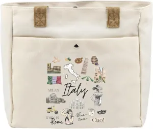 UJIMS Italy Travel Gift Rome City Shoulder Tote bag Italian Travel Souvenir Italy Themed Gift for Italy Traveller Gifts