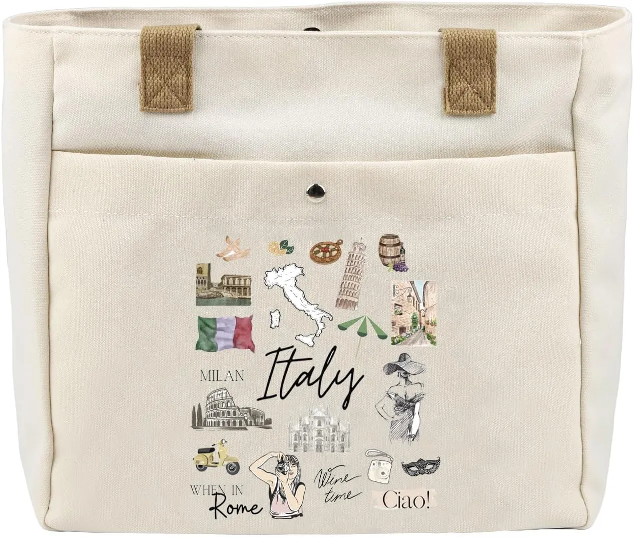 UJIMS Italy Travel Gift Rome City Shoulder Tote bag Italian Travel Souvenir Italy Themed Gift for Italy Traveller Gifts
