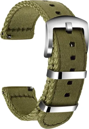 ULLCHRO Nylon Watch Strap Replacement Canvas Watch Band Military Army Men Women - 18mm, 20mm, 22mm, 24mm Watch Bracelet with Stainless Steel Silver Buckle