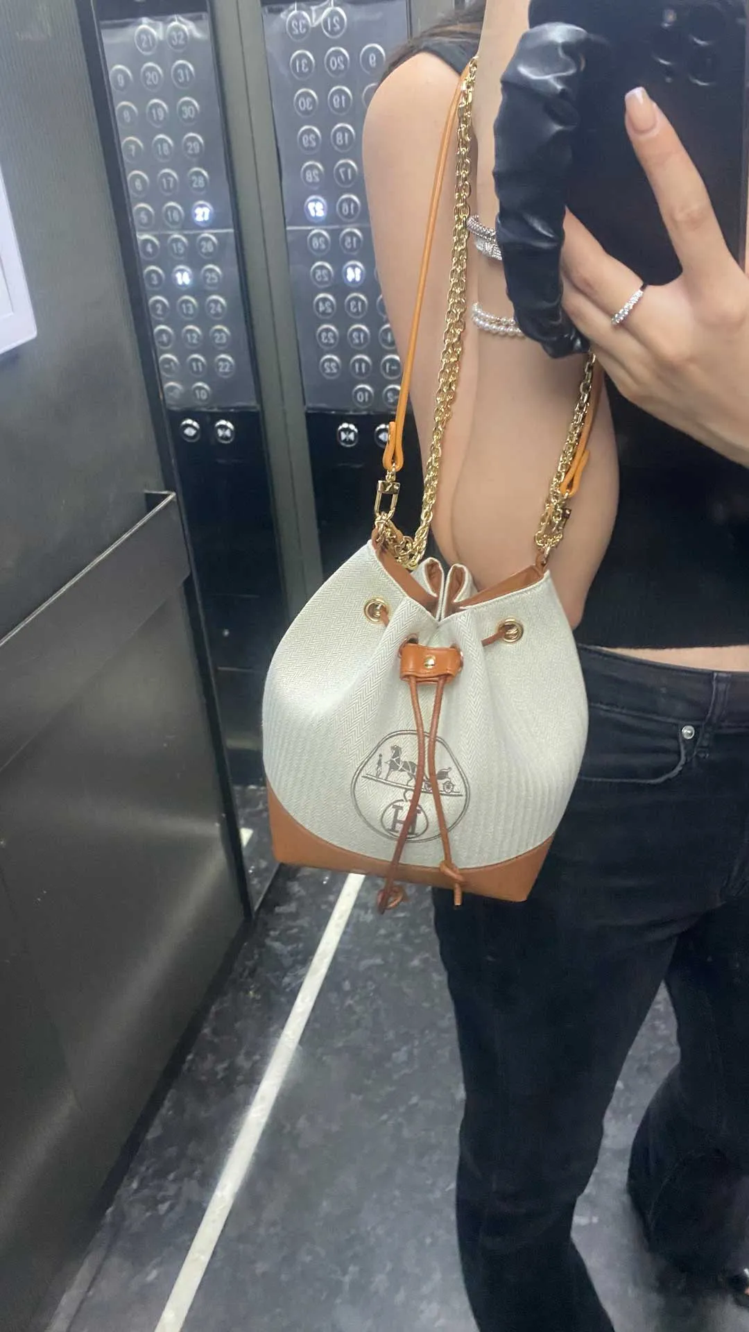 Upcycled Hermes Dust Bag-Bucket Bag
