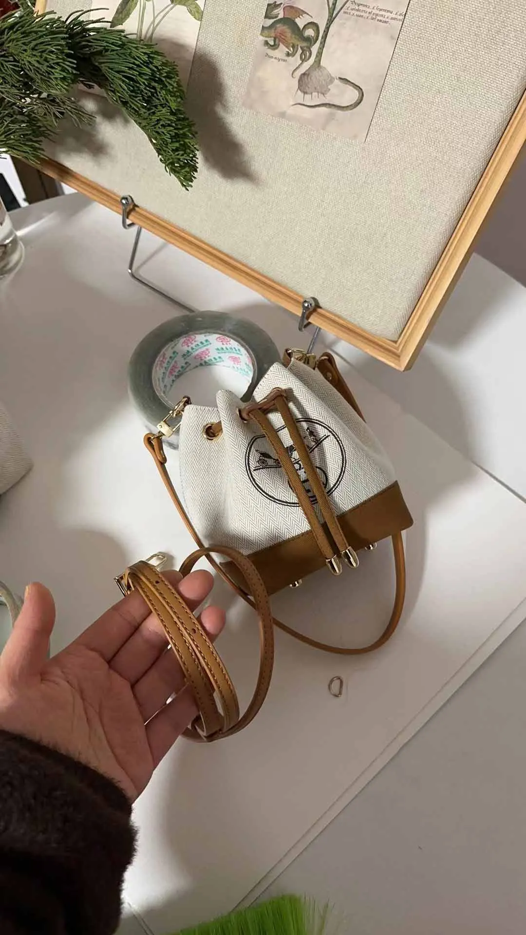 Upcycled Hermes Dust Bag-Bucket Bag