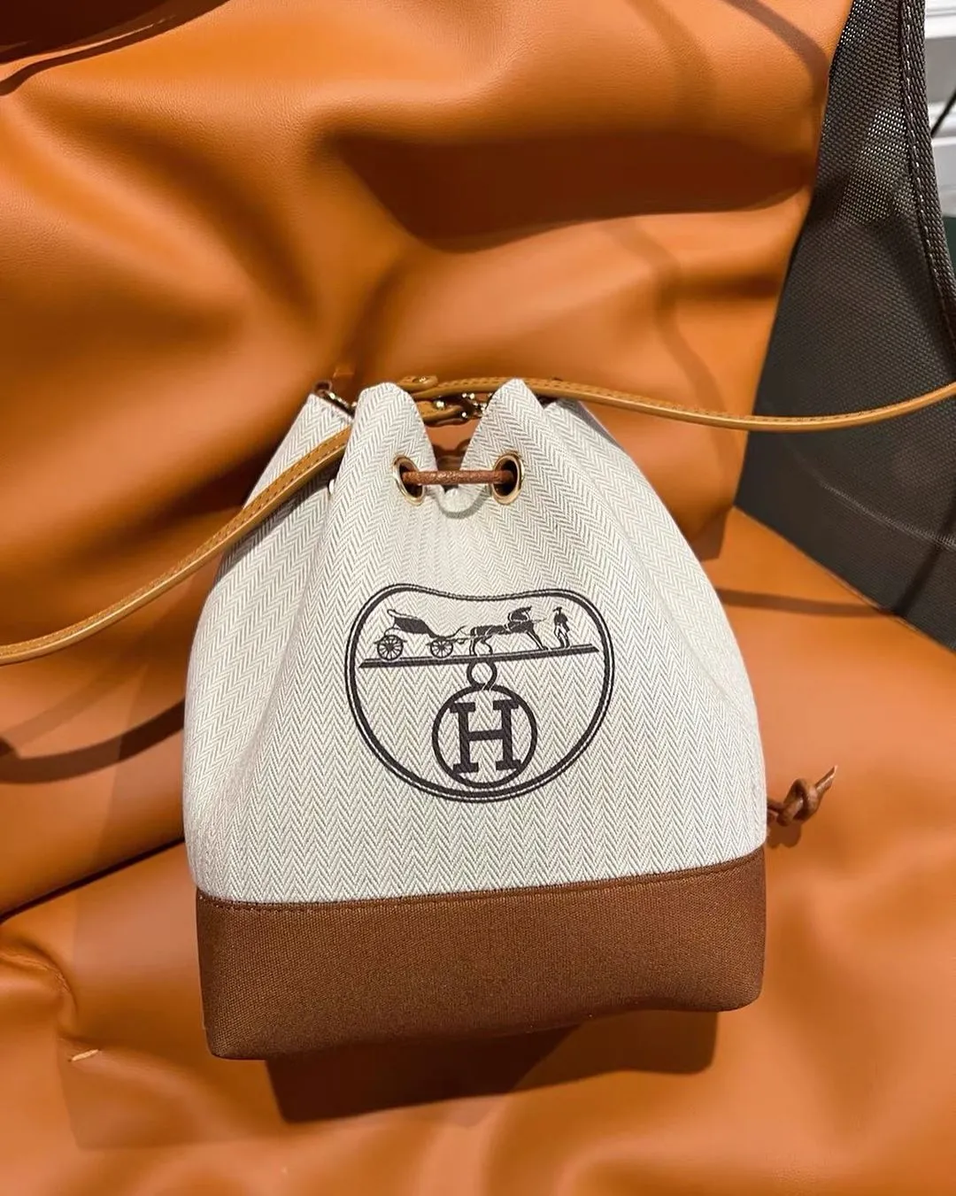 Upcycled Hermes Dust Bag-Bucket Bag