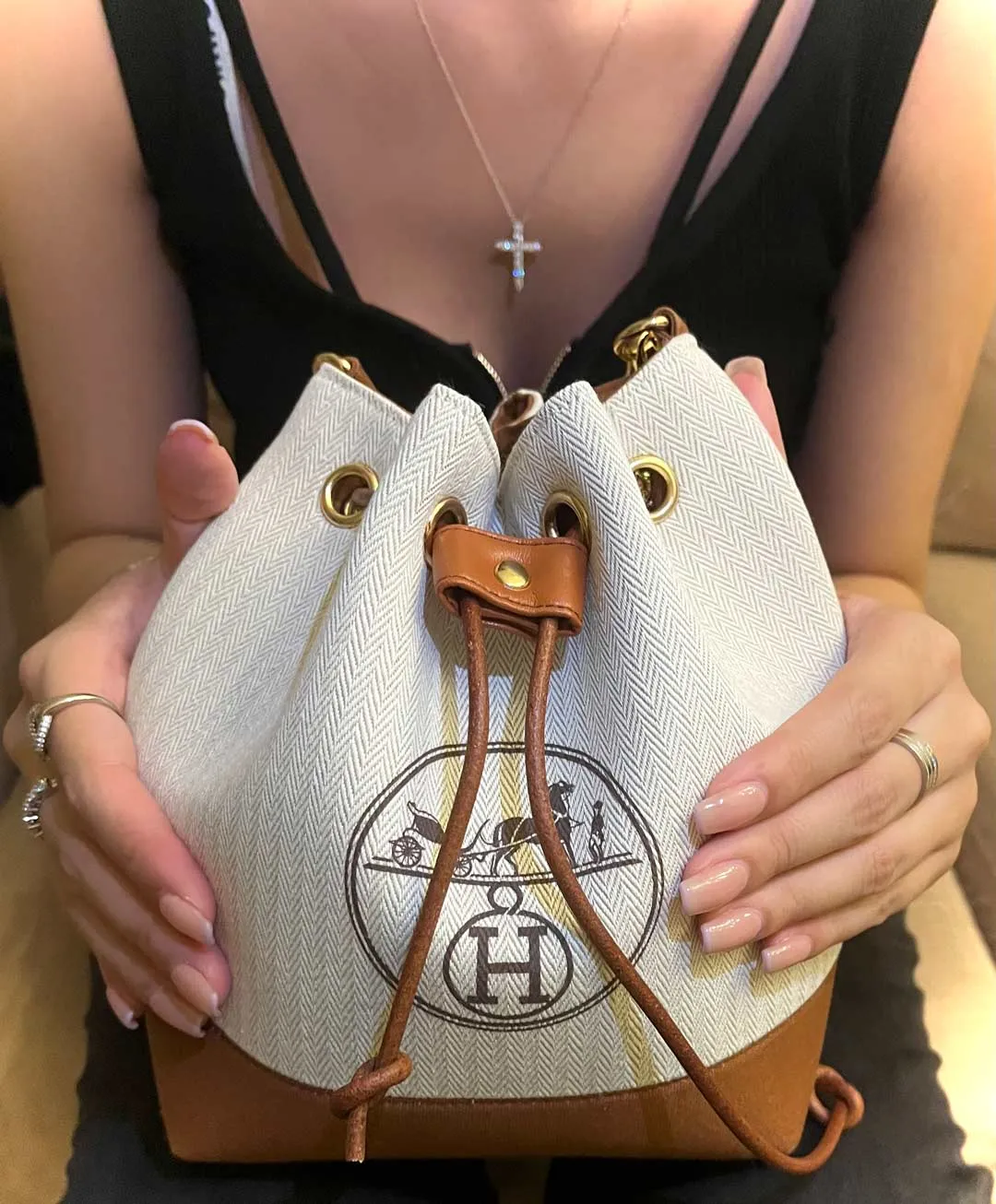 Upcycled Hermes Dust Bag-Bucket Bag