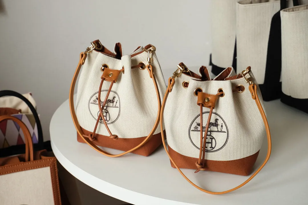 Upcycled Hermes Dust Bag-Bucket Bag