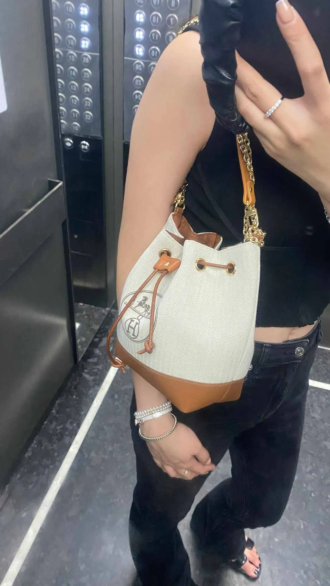 Upcycled Hermes Dust Bag-Bucket Bag