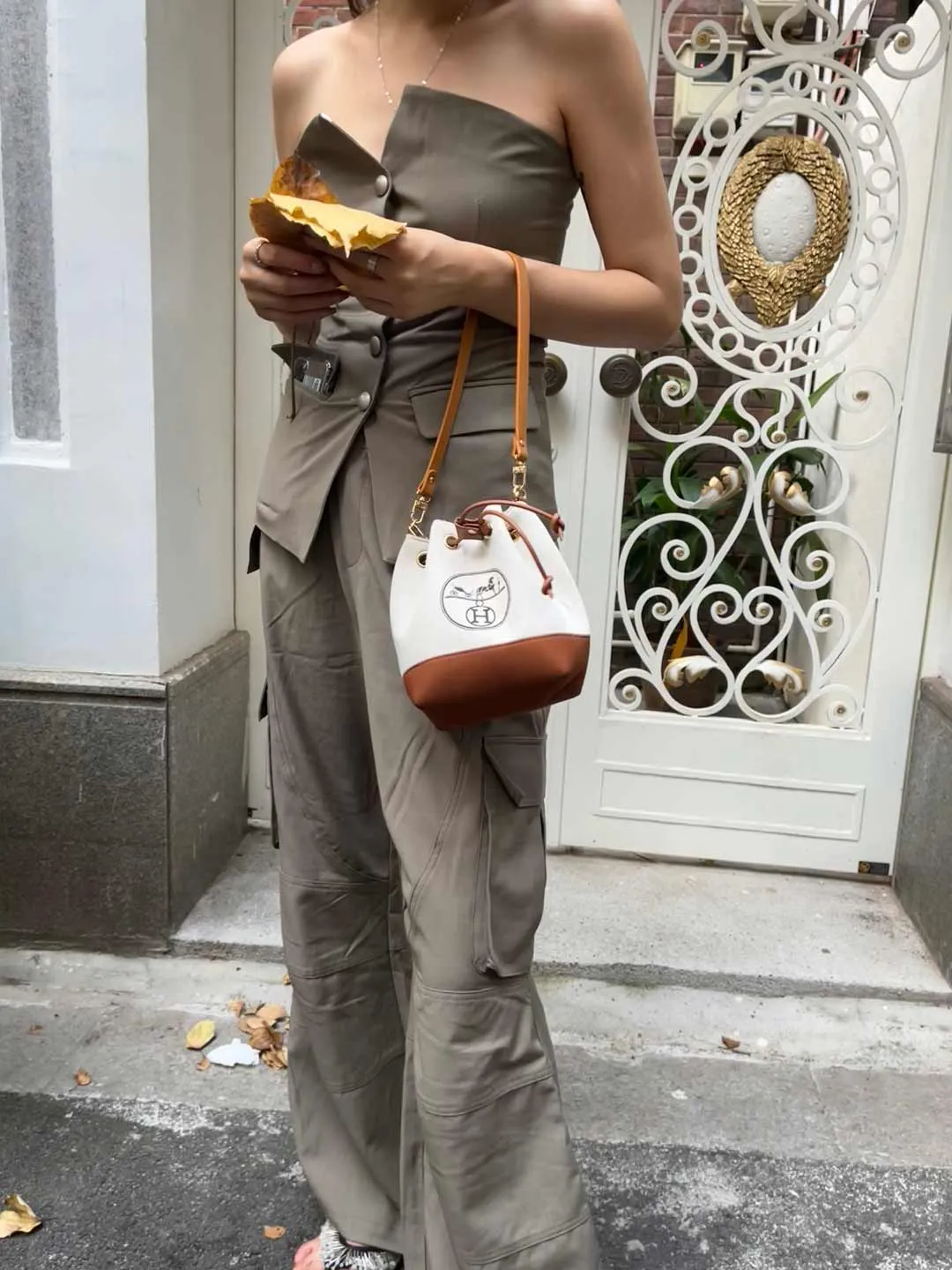 Upcycled Hermes Dust Bag-Bucket Bag