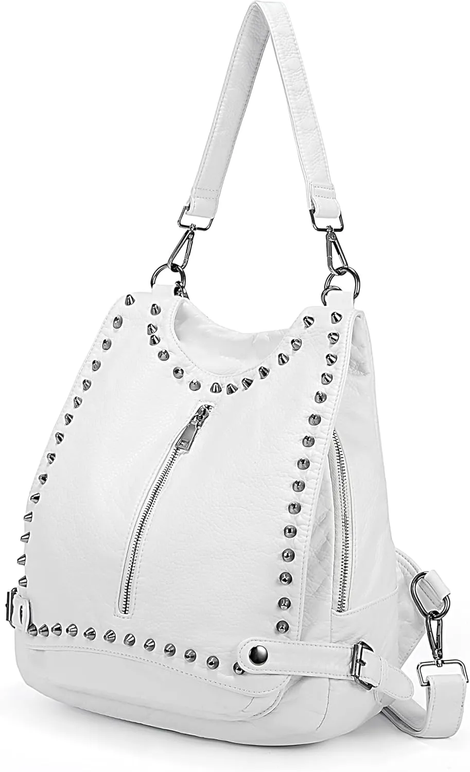UTO Women Backpack Purse PU Washed Leather Rivet Studded Convertible Ladies Rucksack Shoulder Bag