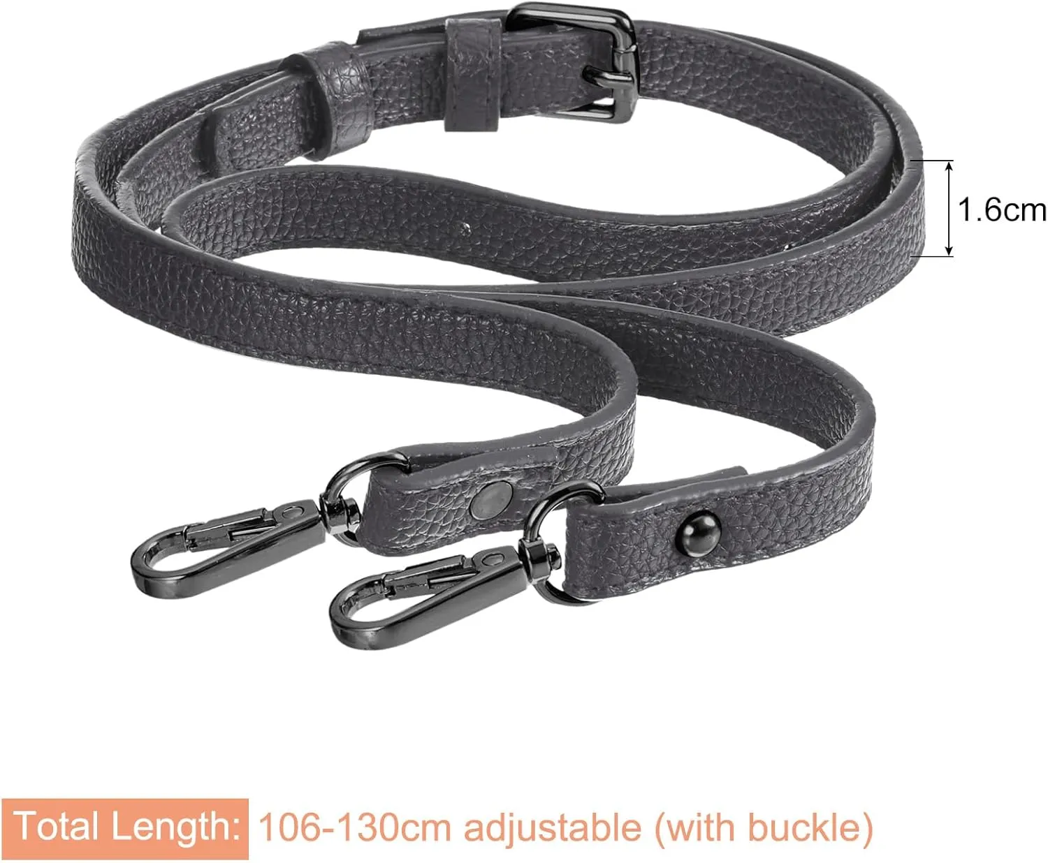 uxcell Purse Strap, Crossbody Strap Leather Adjustable Replacement Shoulder Strap for Women's Crossbody Handbags Bag, 0.6" Wide, 41-51" Long (Grey)