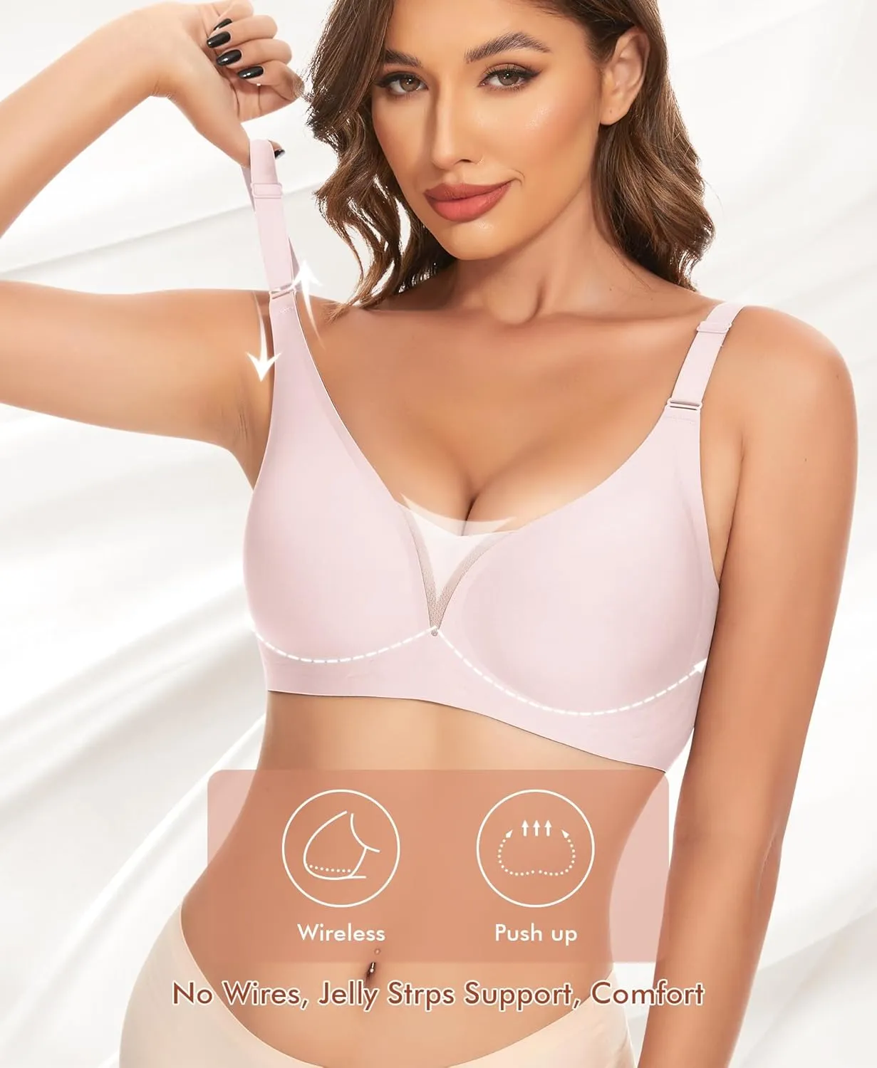 V Neck Bras for Women No Underwire Comfort Wireless Seamless Bra Comfortable Tshirt Bralettes with Support