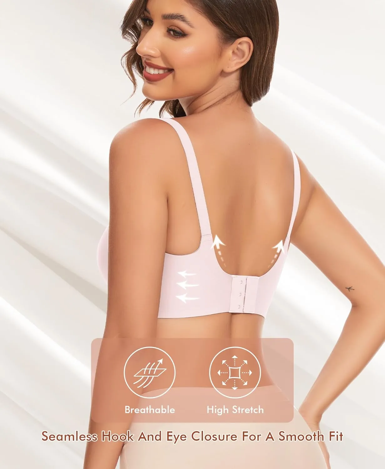 V Neck Bras for Women No Underwire Comfort Wireless Seamless Bra Comfortable Tshirt Bralettes with Support