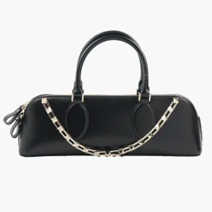 VALENTINO Black-Gold Rockstud Leather Handbag