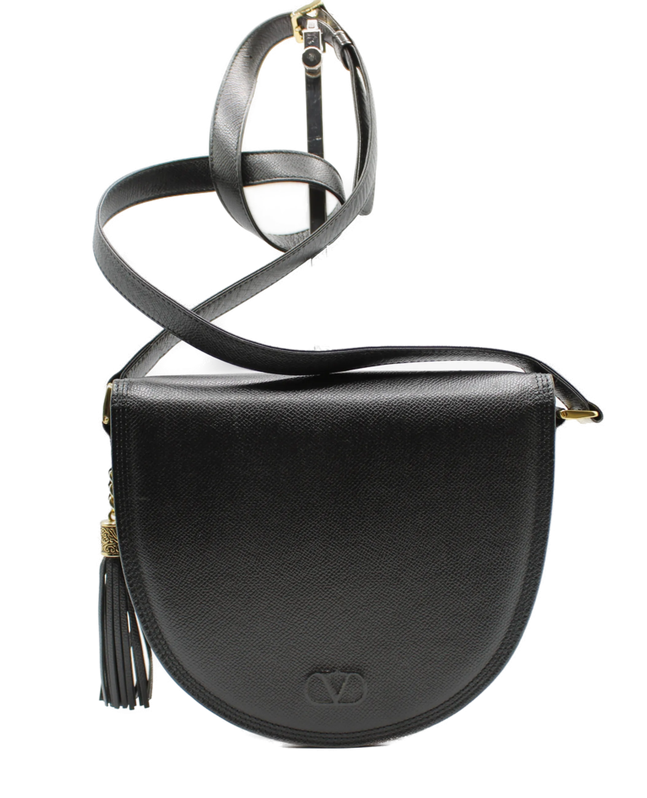 Valentino Garavani Bag Crossbody Saddle Black Leather Vintage