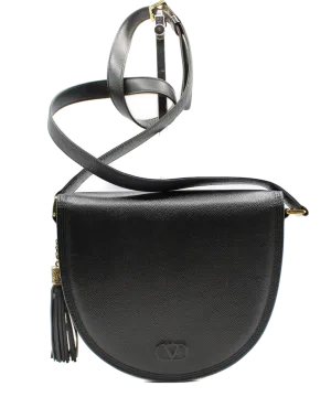 Valentino Garavani Bag Crossbody Saddle Black Leather Vintage