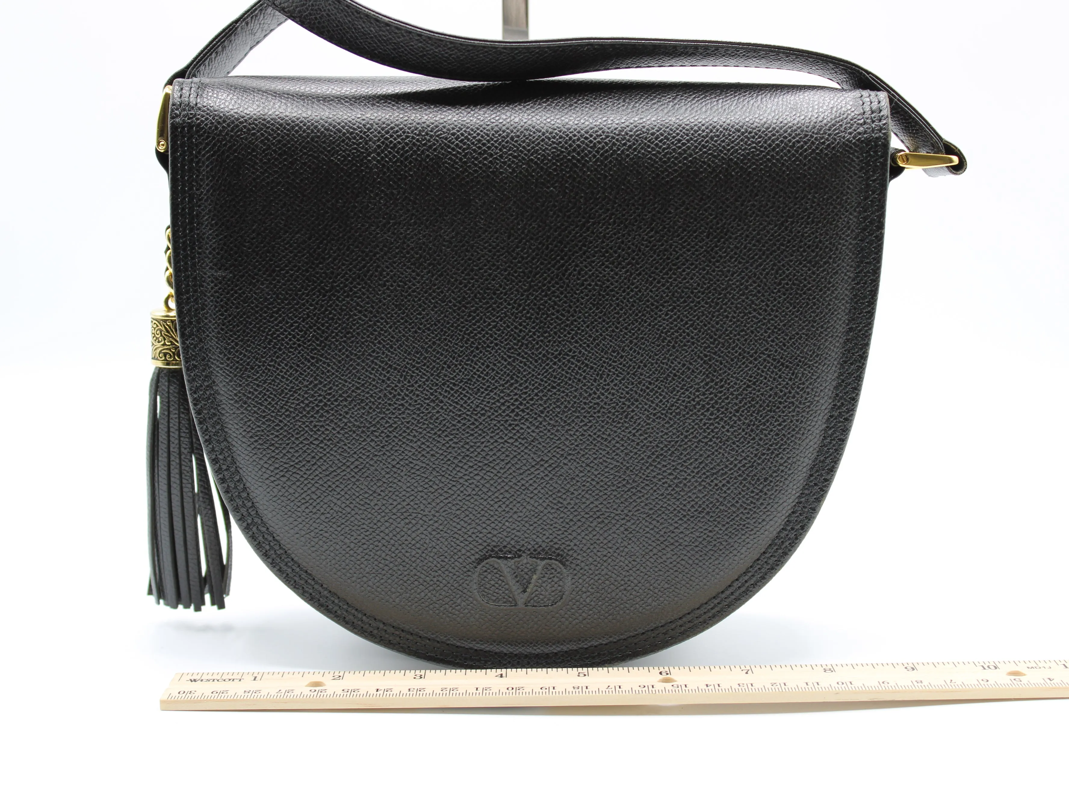 Valentino Garavani Bag Crossbody Saddle Black Leather Vintage
