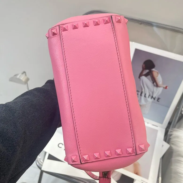 Valentino Rockstud Pink Leather Satchel Bag