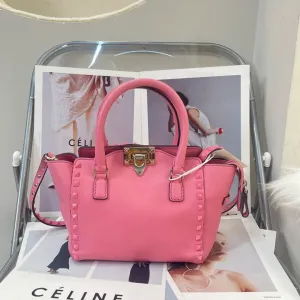 Valentino Rockstud Pink Leather Satchel Bag