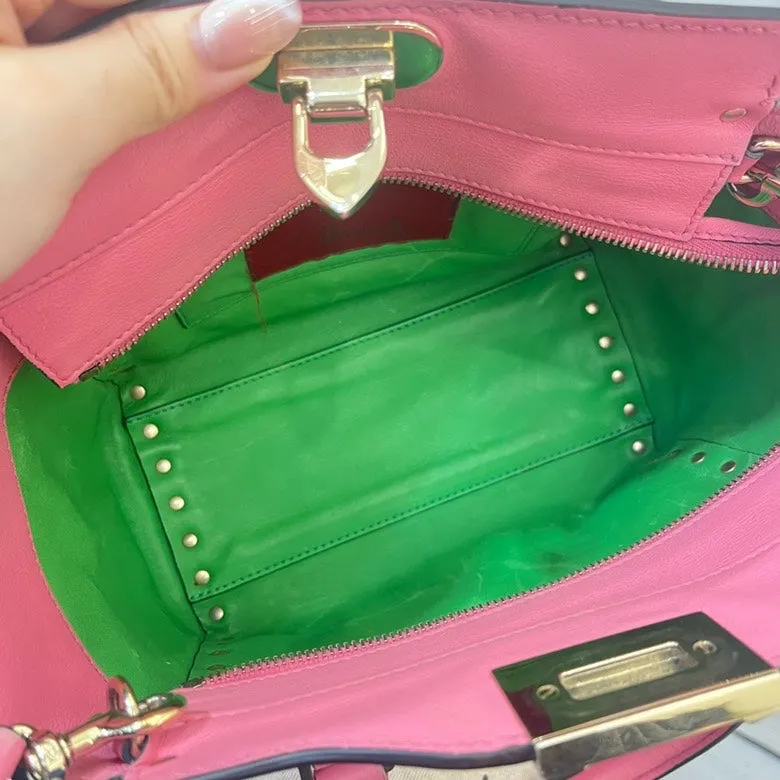 Valentino Rockstud Pink Leather Satchel Bag